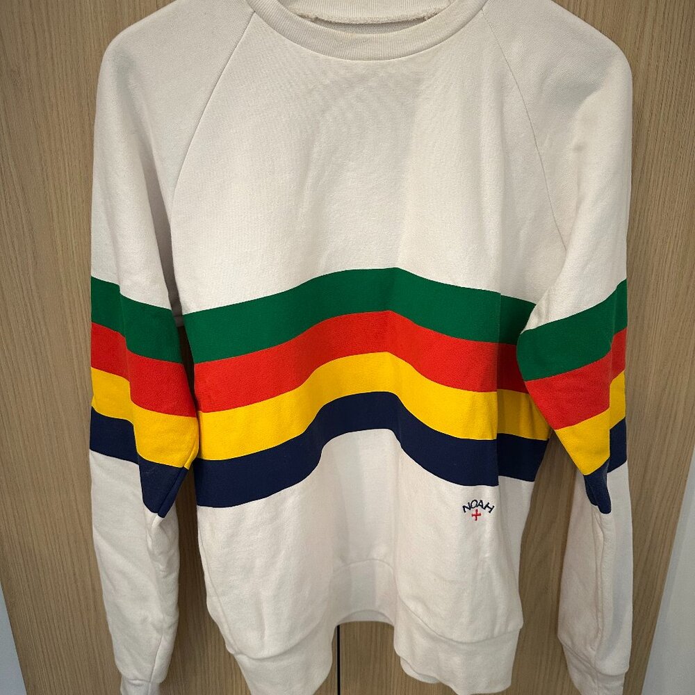 Noah White Striped Crewneck Sweatshirt - Size Small
